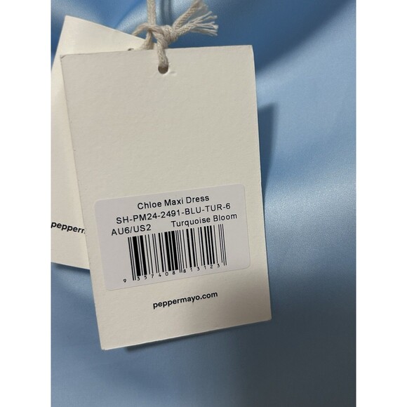 Peppermayo Exclusive Chloe maxi Dress Turquoise Bloom Size 2 NWT - Picture 13 of 13